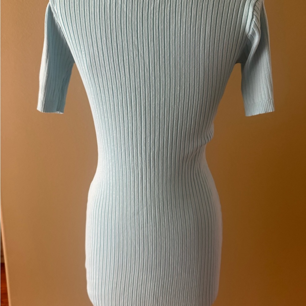 Light Blue Ribbed Knit Dress - Picture 2 of 2
